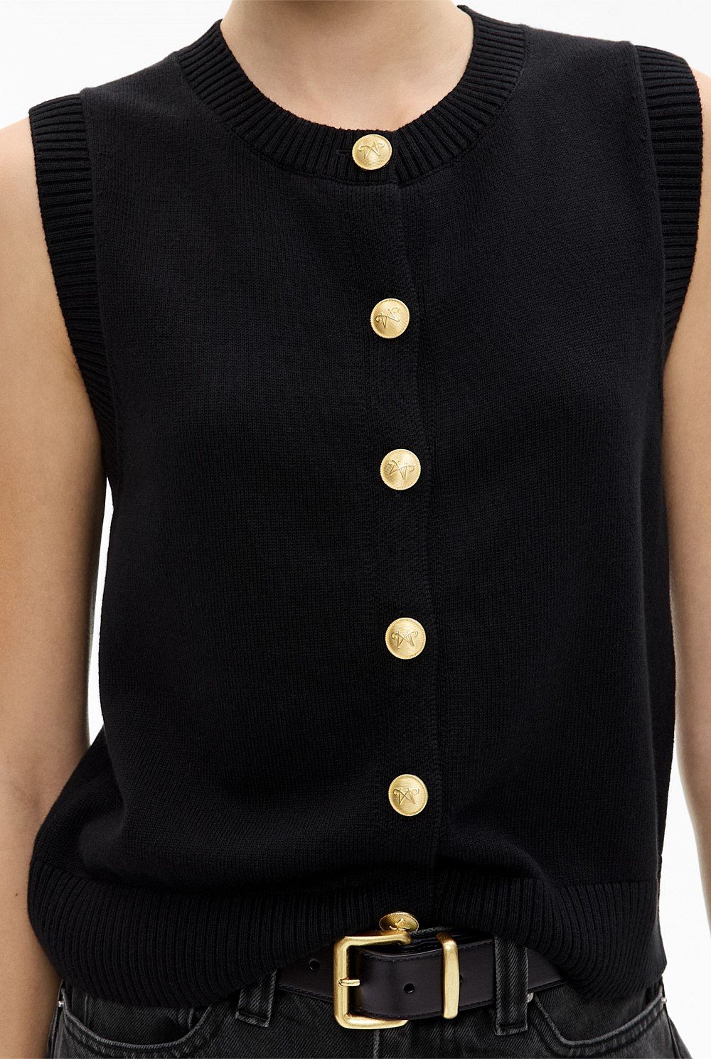 Knit Button Tank Top