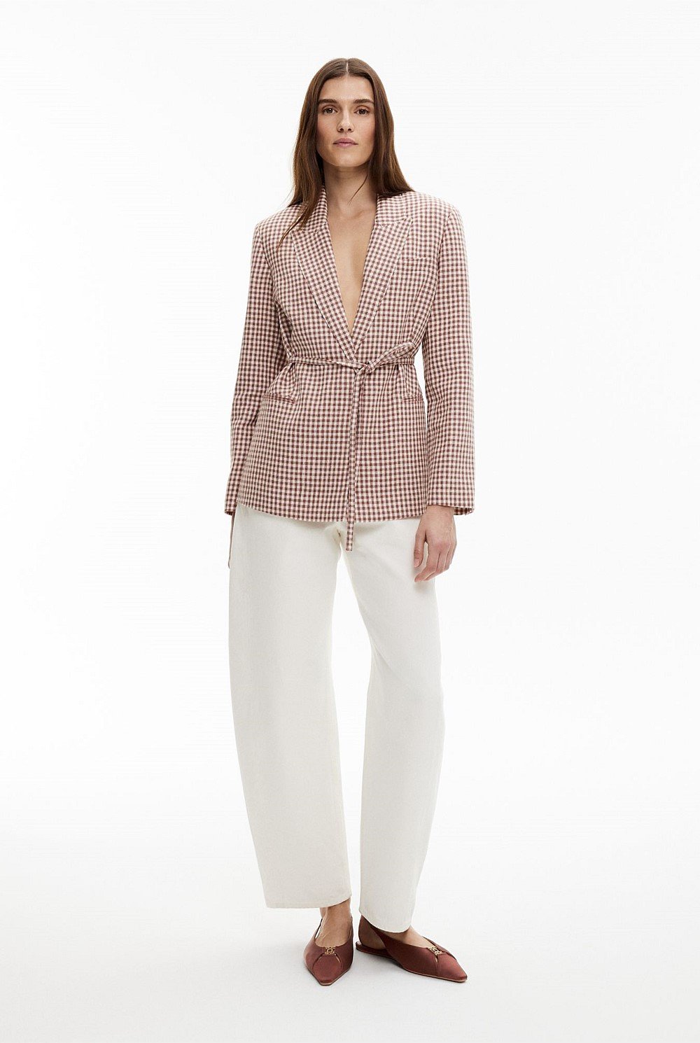 Tie Detail Linen Blazer