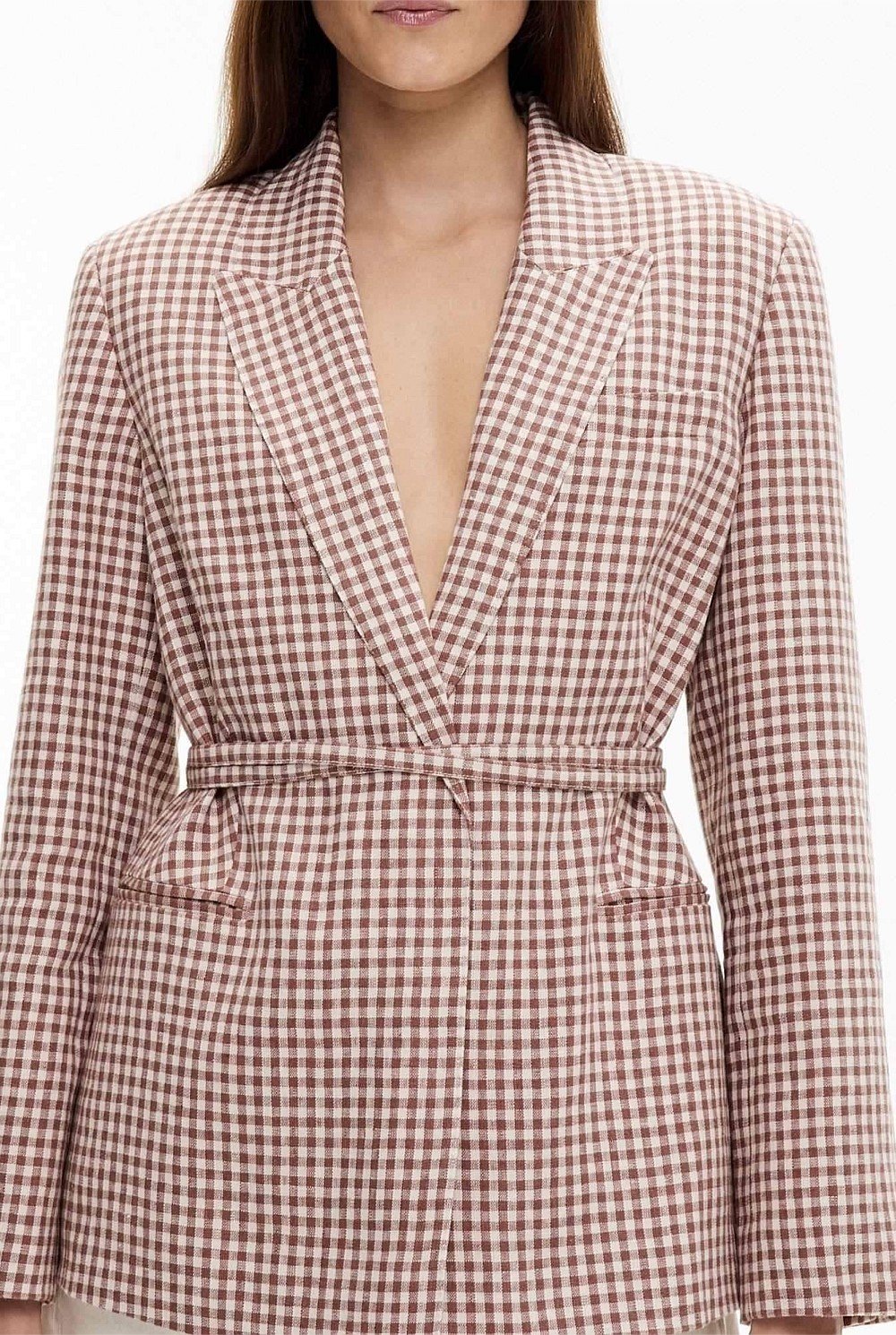 Tie Detail Linen Blazer