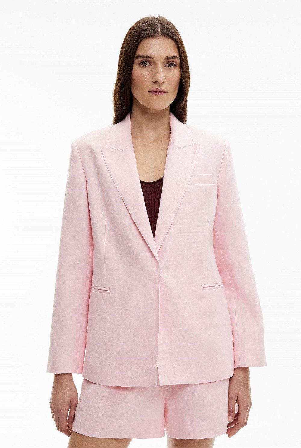 Tie Detail Linen Blazer