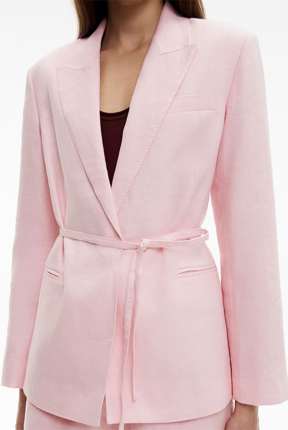 Tie Detail Linen Blazer