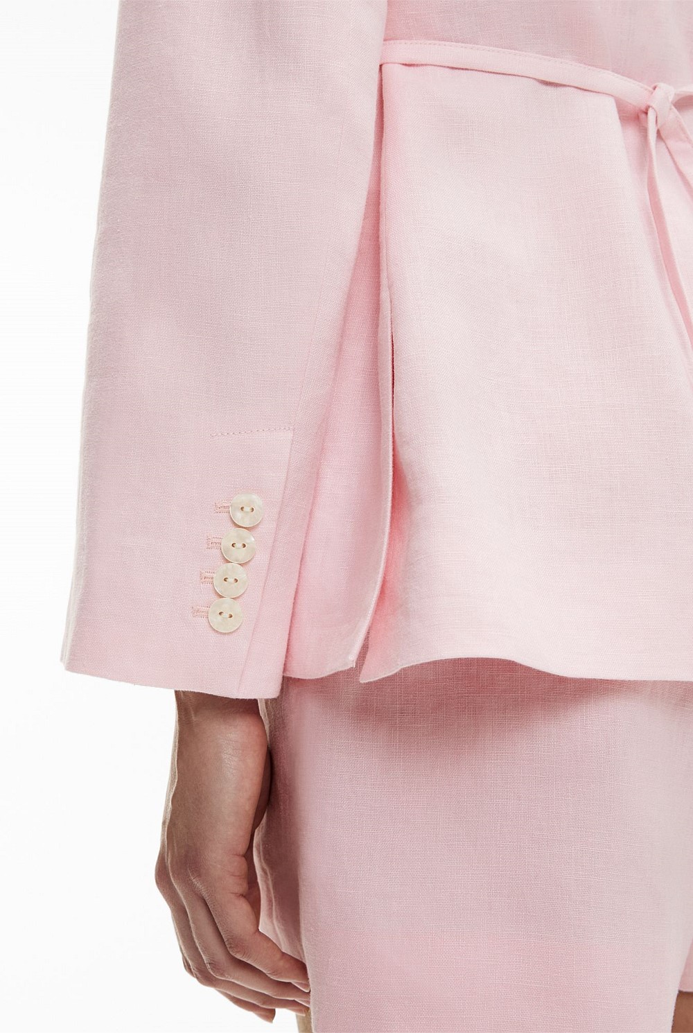 Tie Detail Linen Blazer