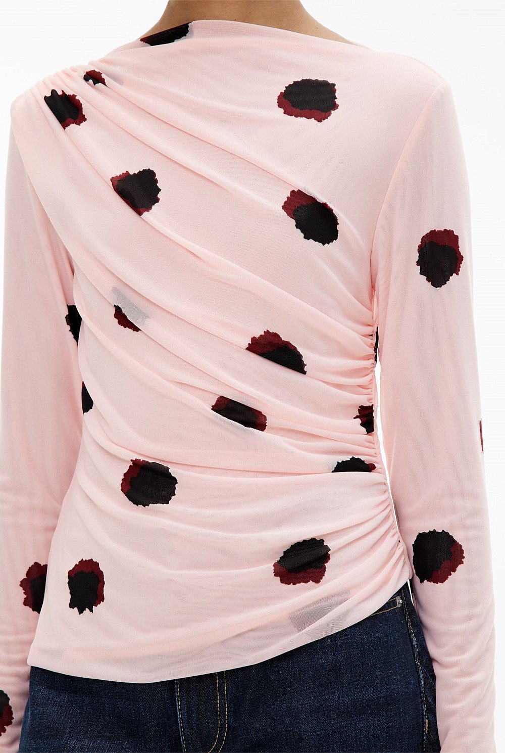 Mesh Drape Long Sleeve Top