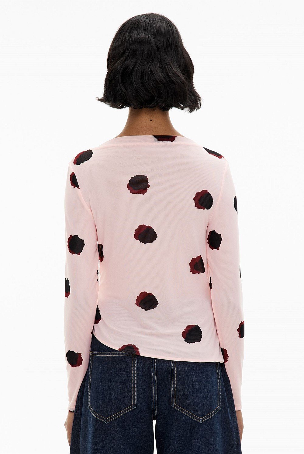 Mesh Drape Long Sleeve Top