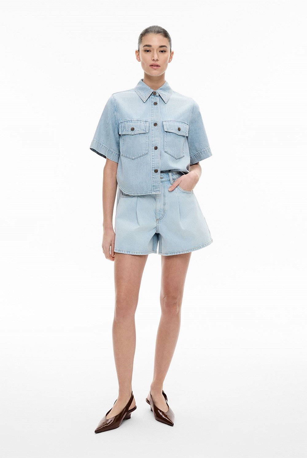 A Line Denim Shorts