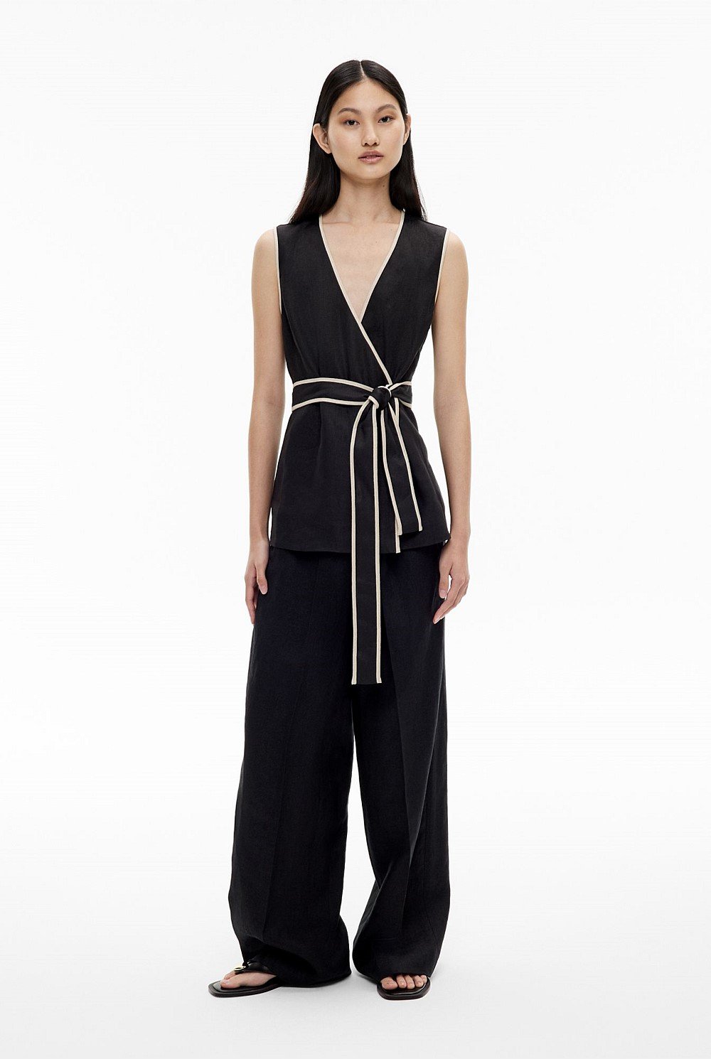 Contrast Tie Shirt