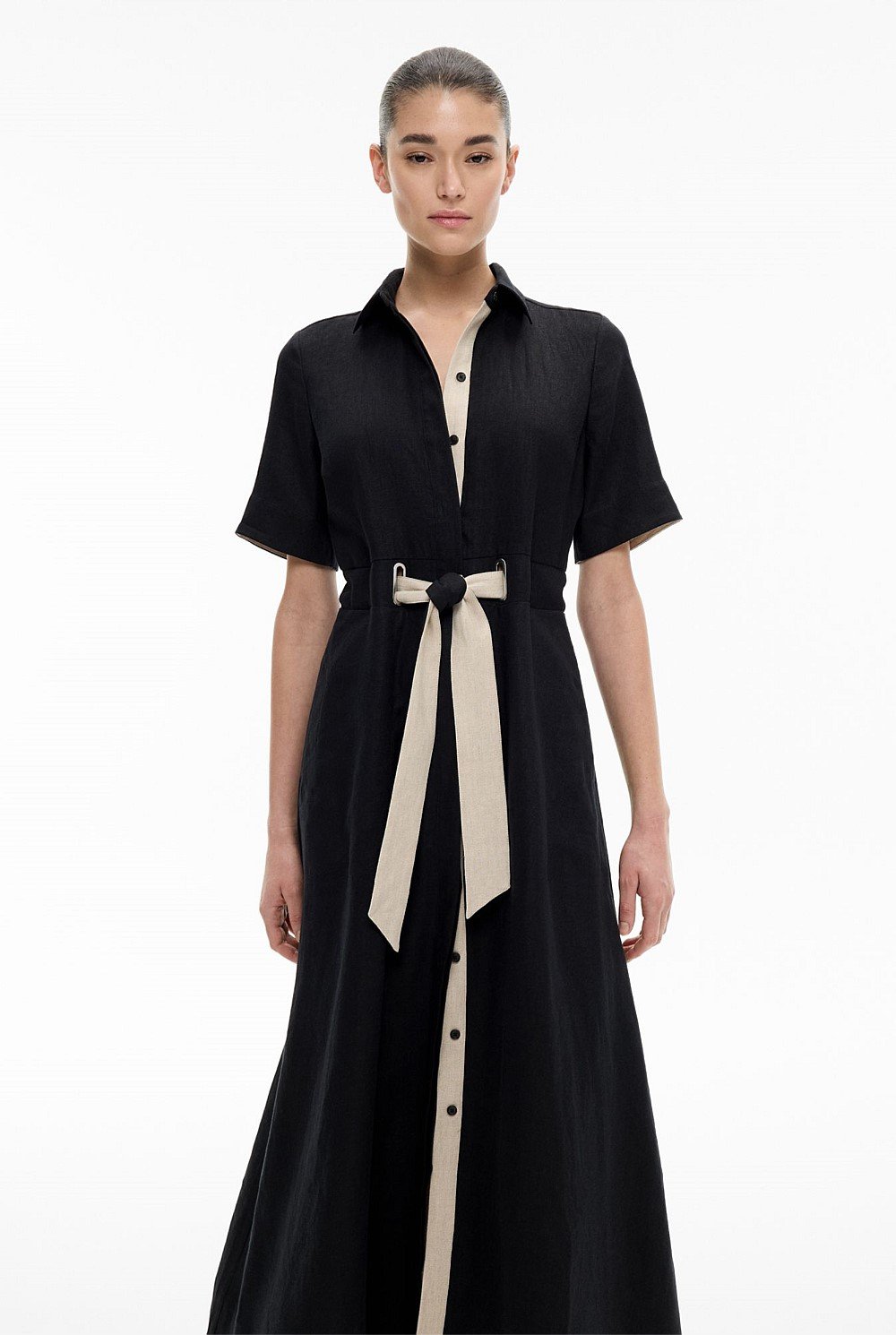Eyelet Detail Midi Dress