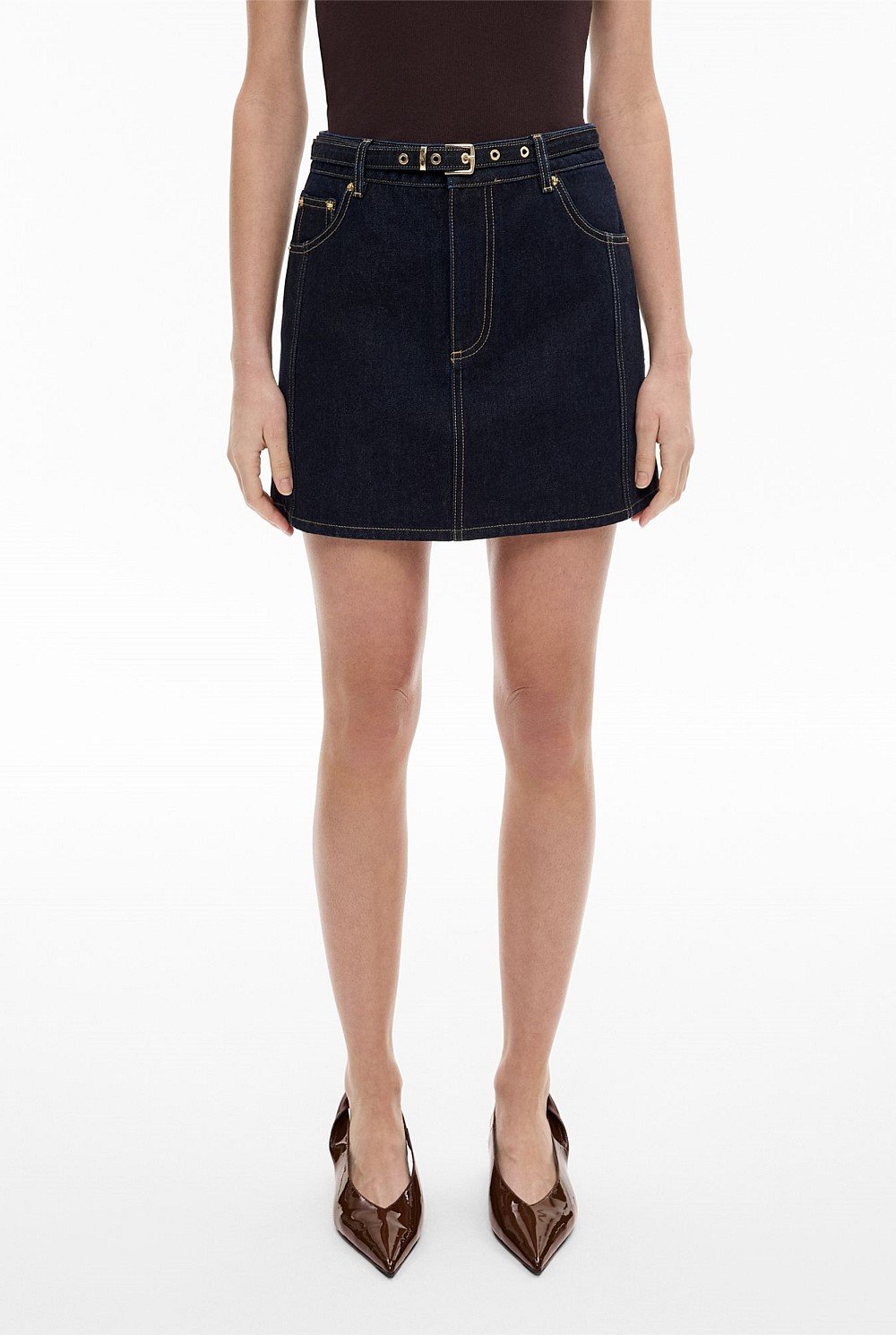 Denim Belt Mini Skirt