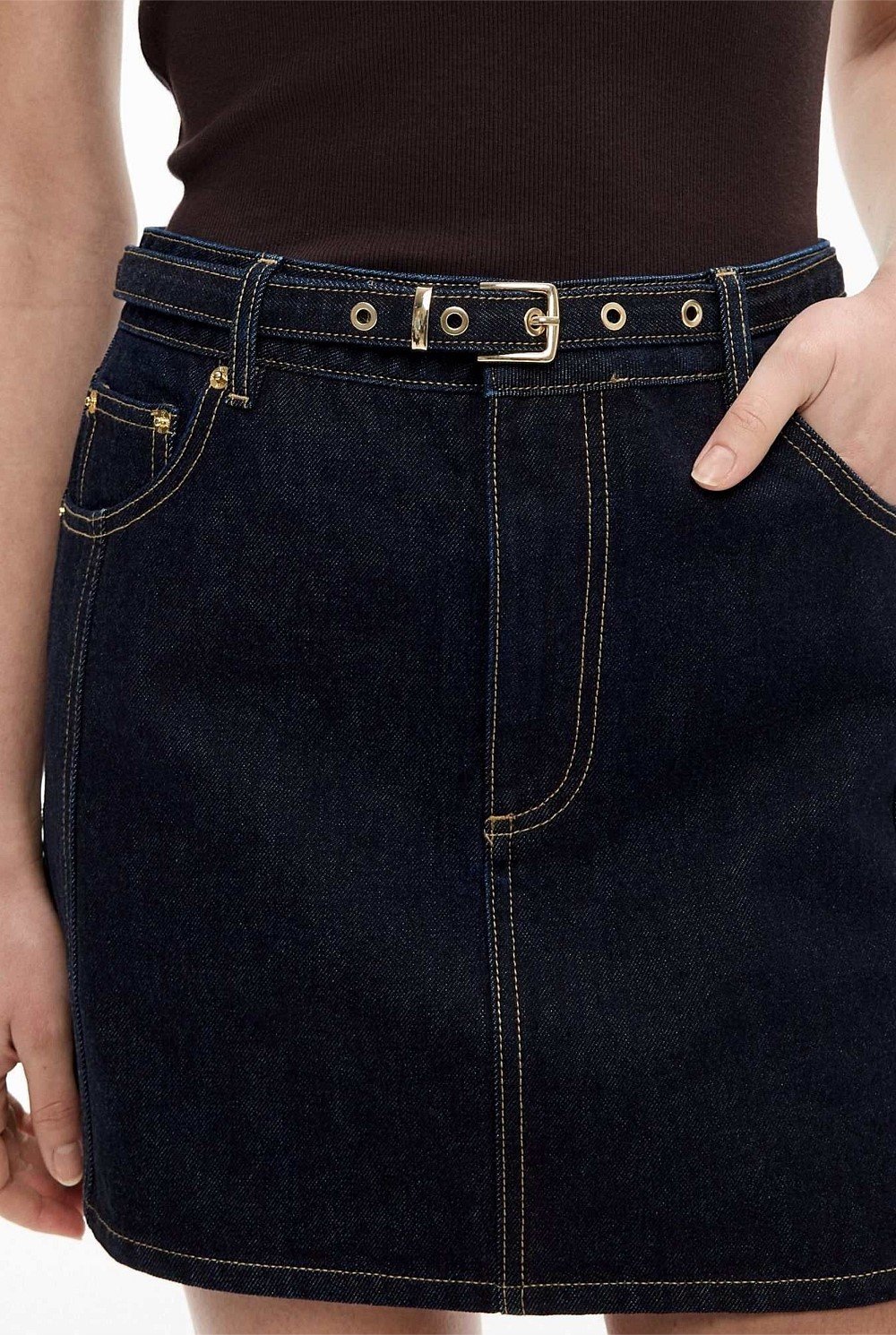 Denim Belt Mini Skirt