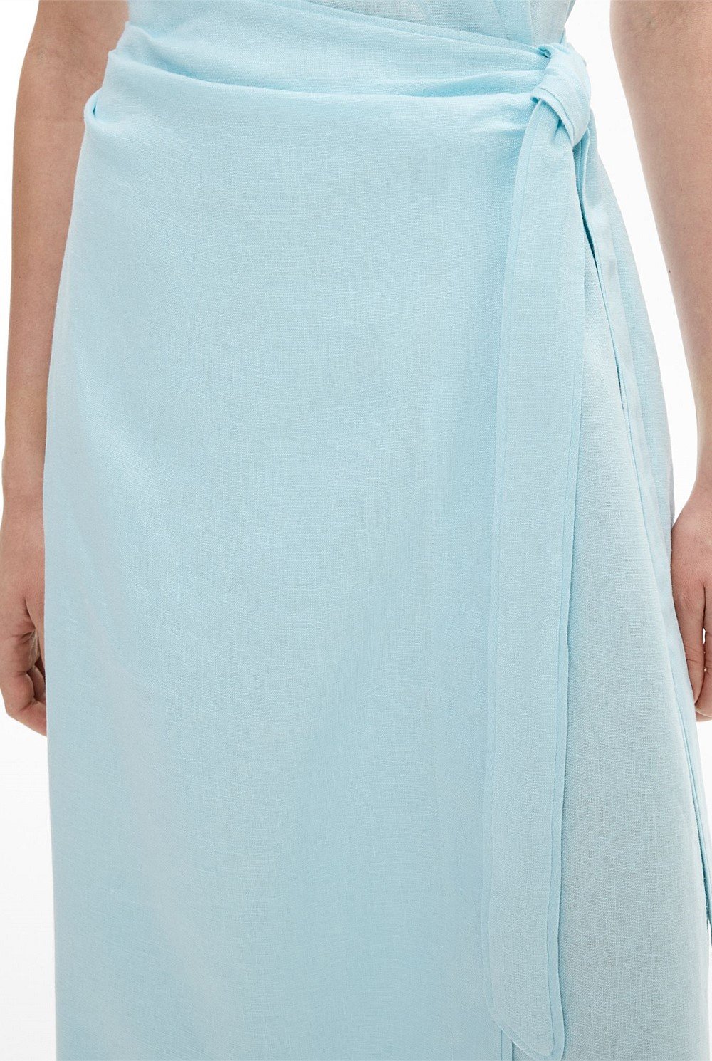 Linen Wrap Midi Dress