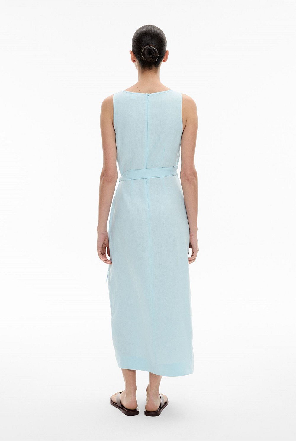 Linen Wrap Midi Dress