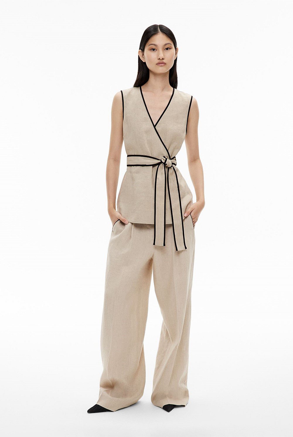 Contrast Tie Shirt