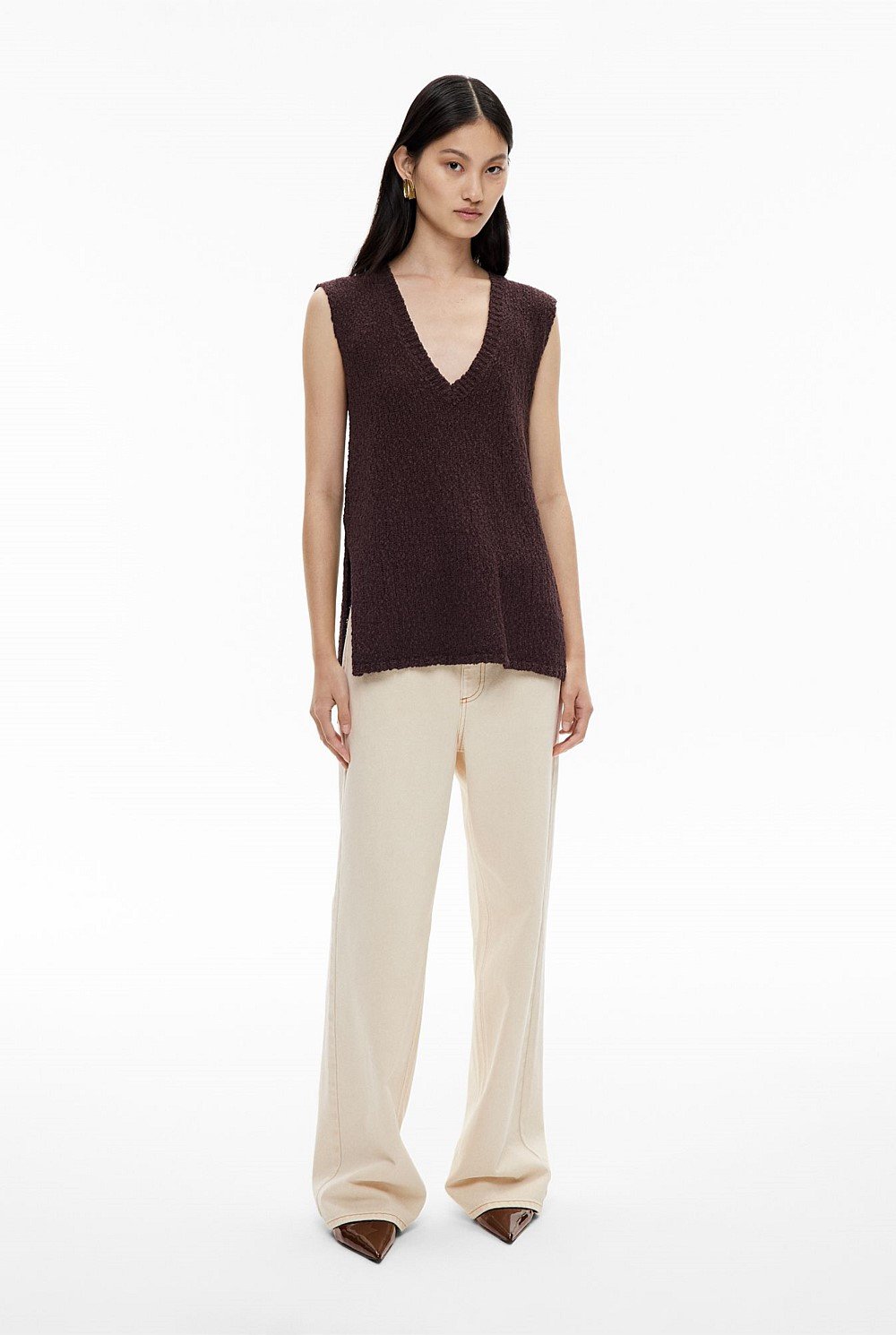 Textured V Neck Tank Top