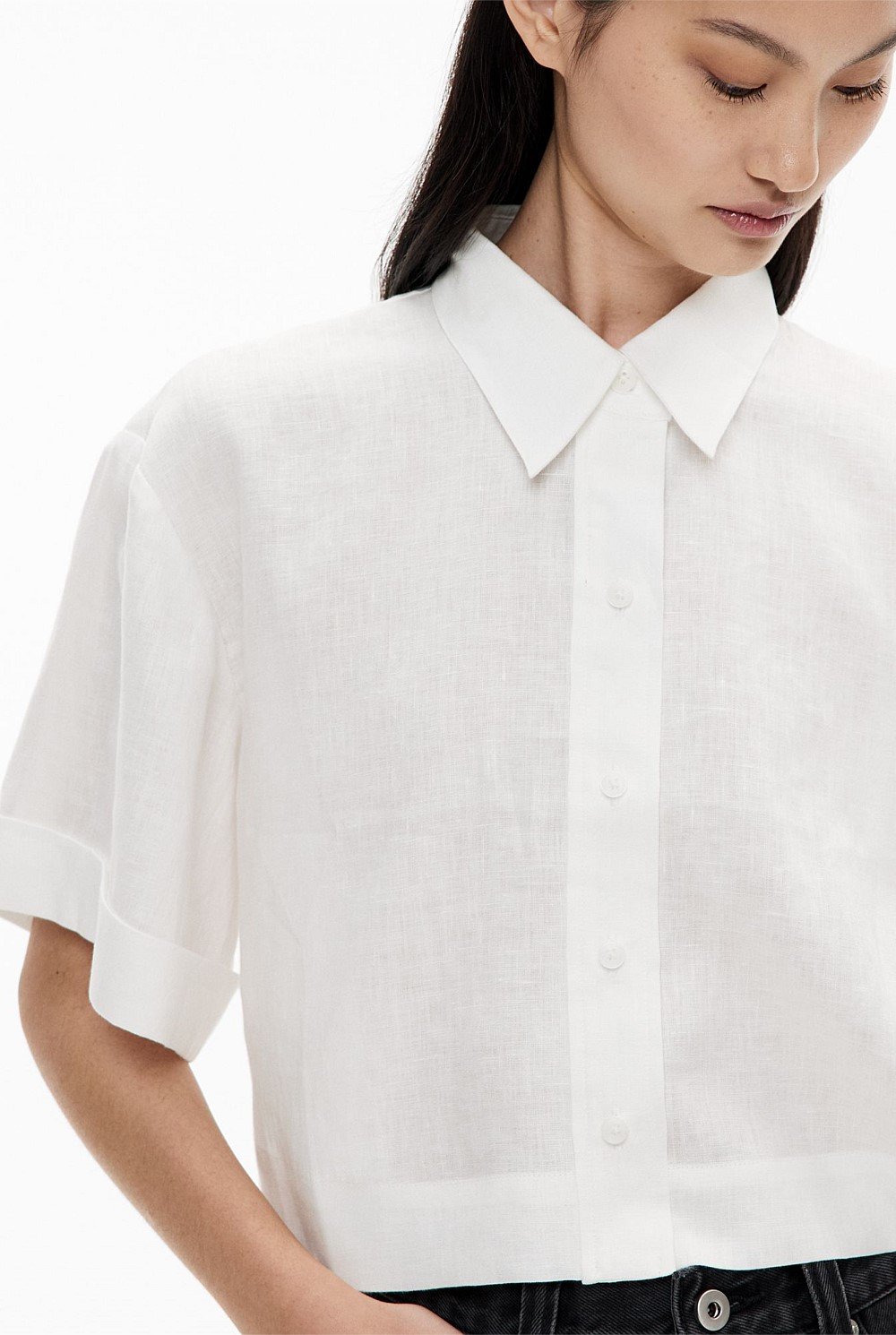 Linen Crop Shirt