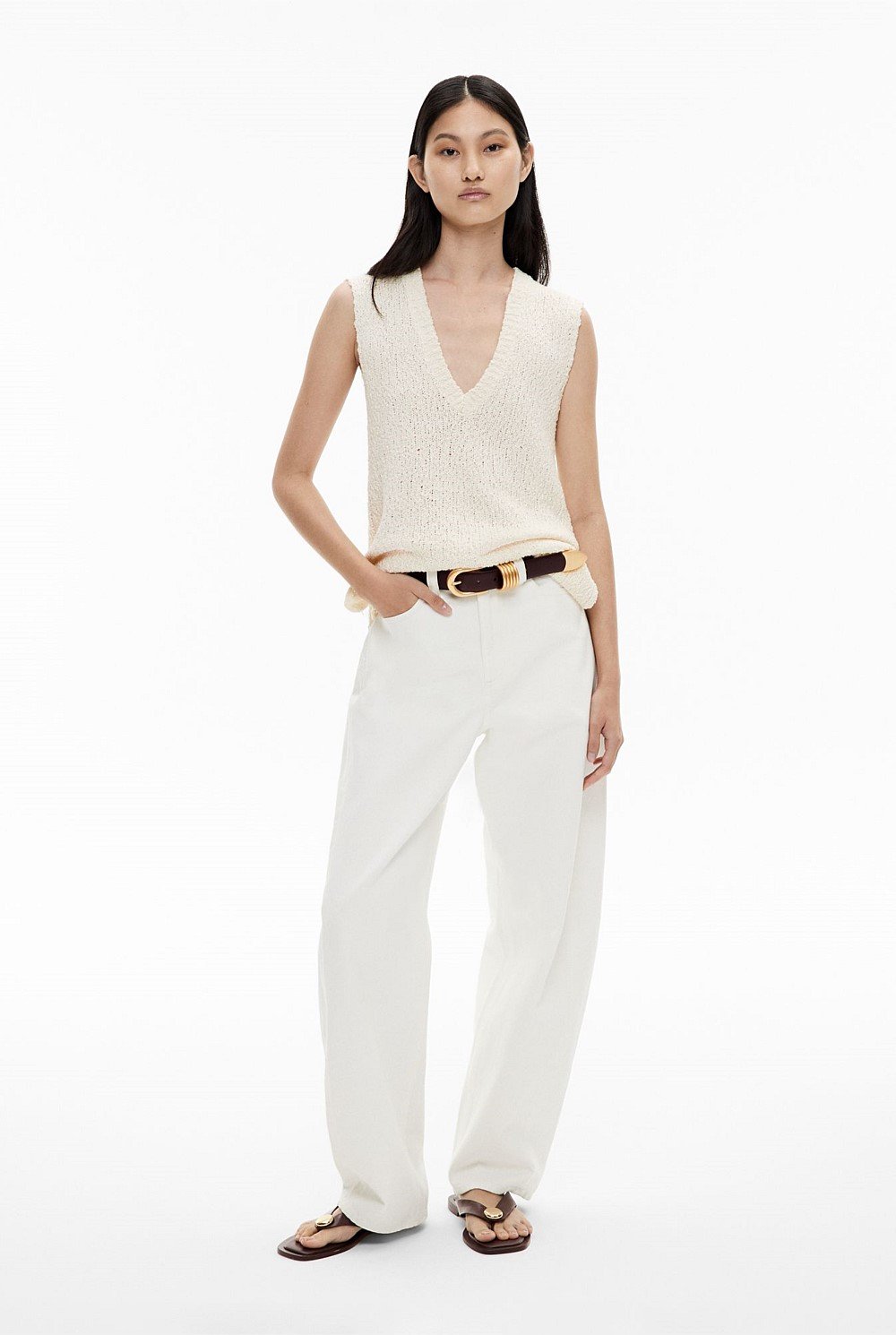 Textured V Neck Tank Top
