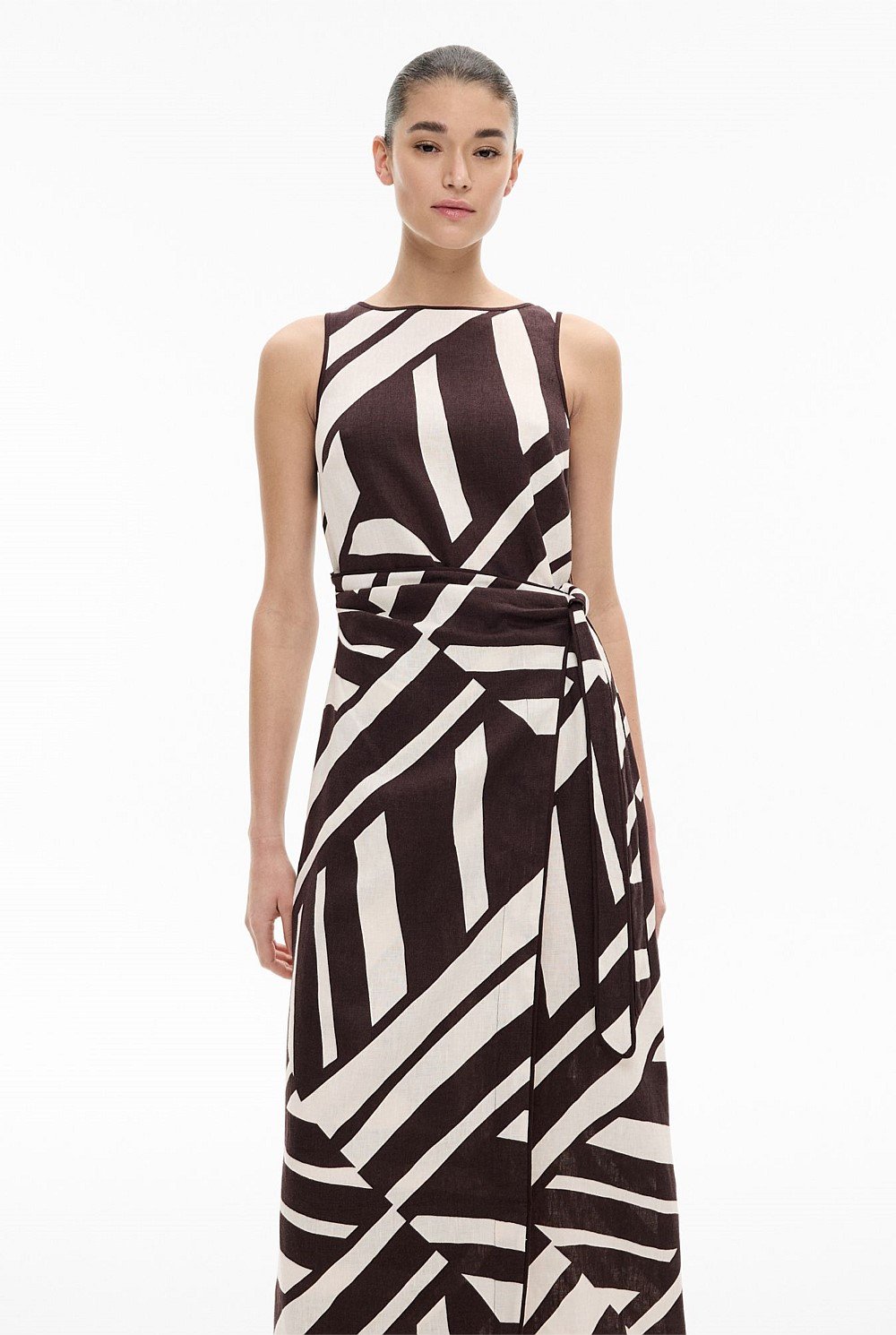 Linen Wrap Midi Dress