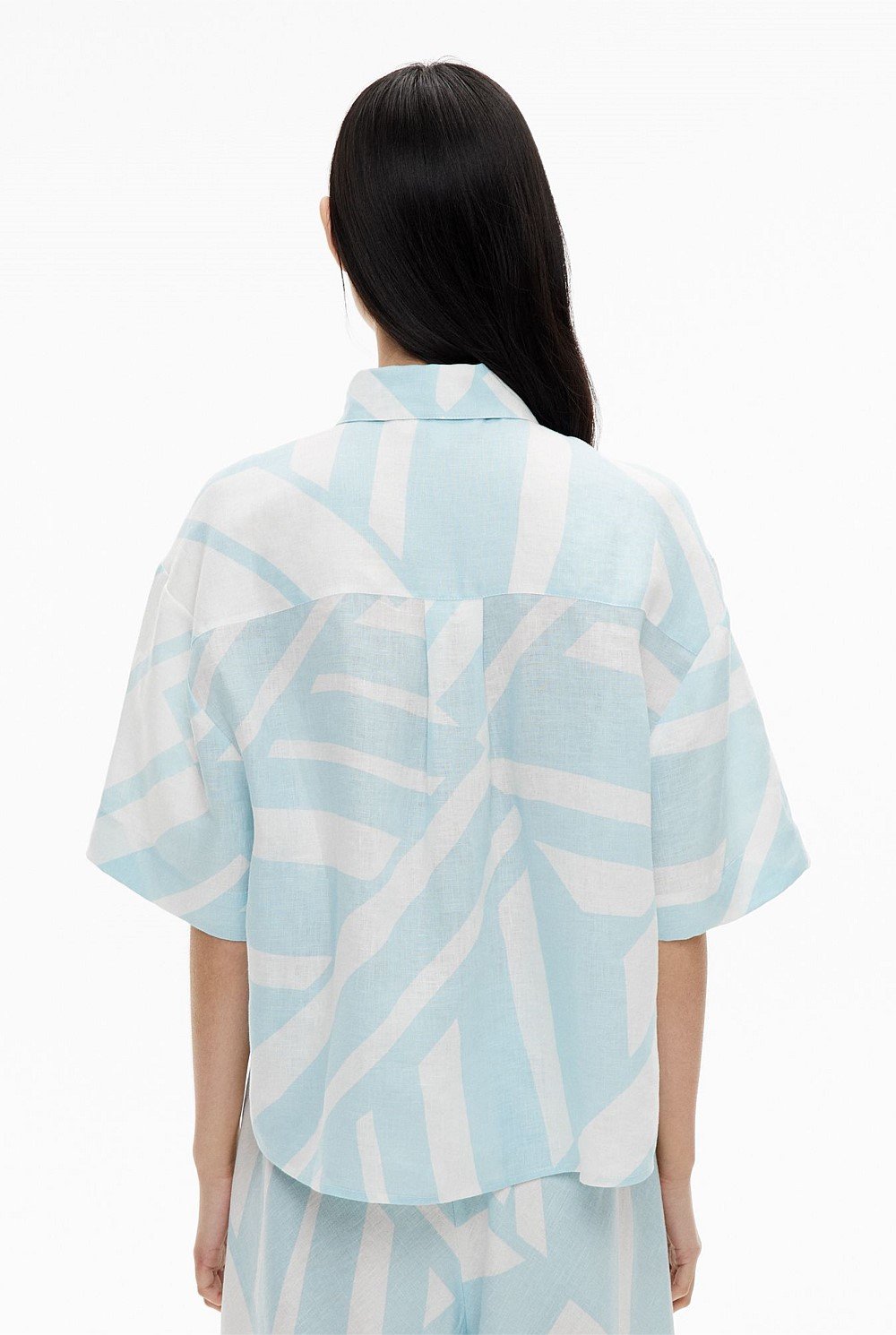 Short Sleeve Printed Linen Shirt