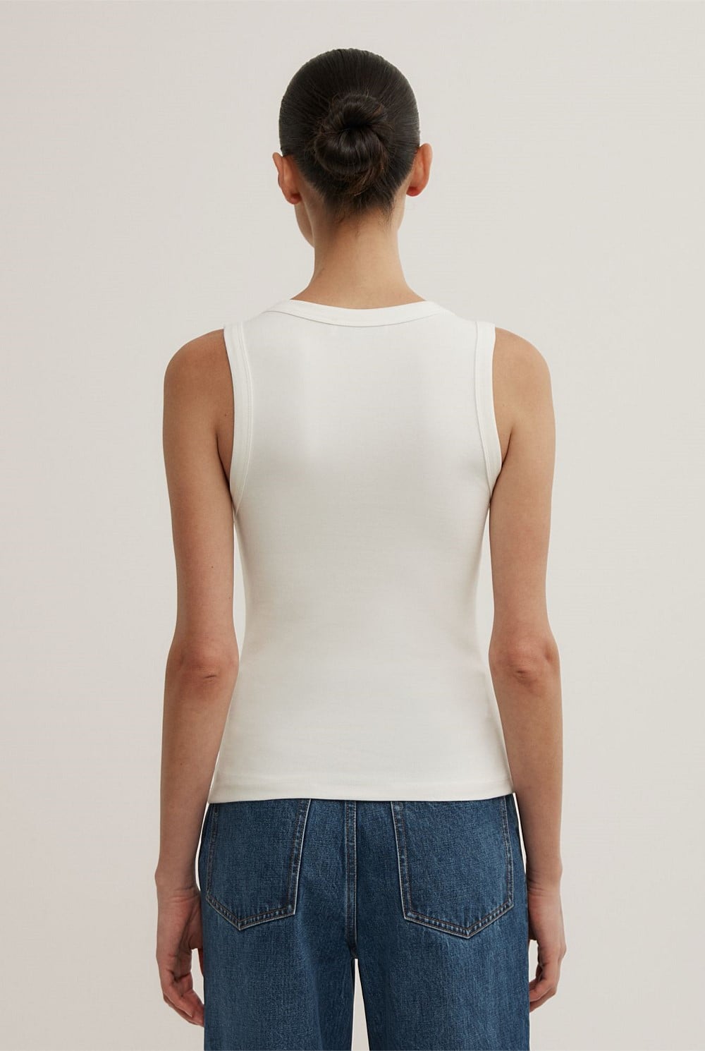 Fine Rib V-Neck Tank Top