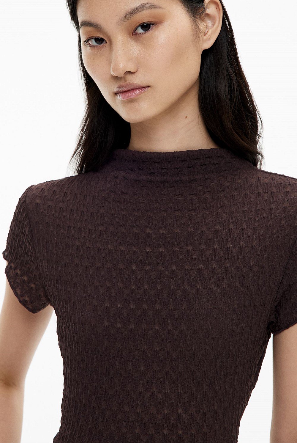 Textured Cap Sleeve T-Shirt