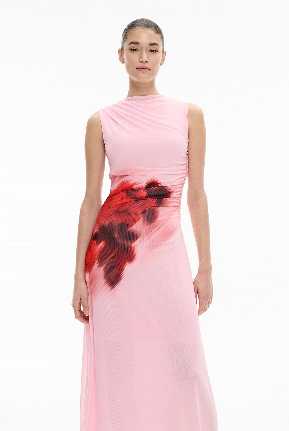 Mesh Drape Tank Dress