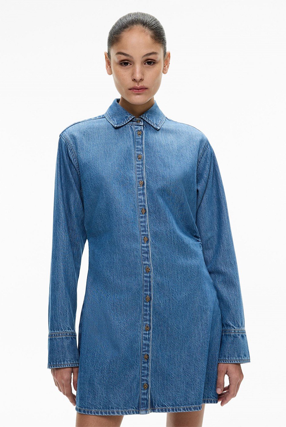 Ruched Denim Dress