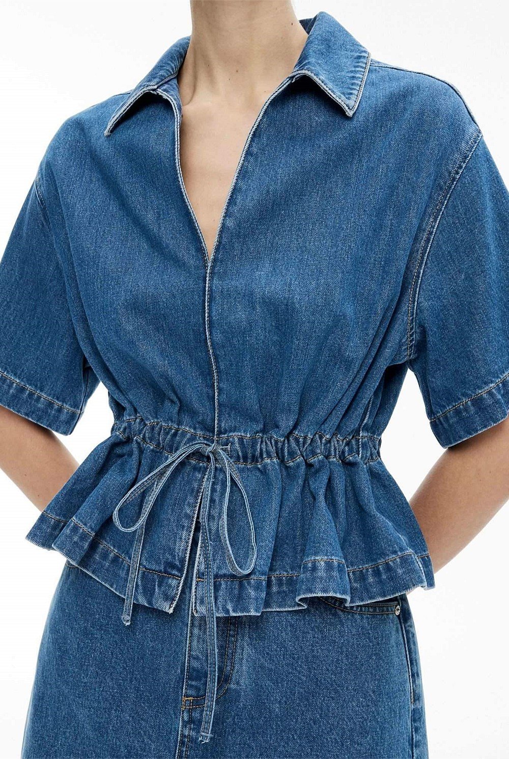 Bow Denim Shirt