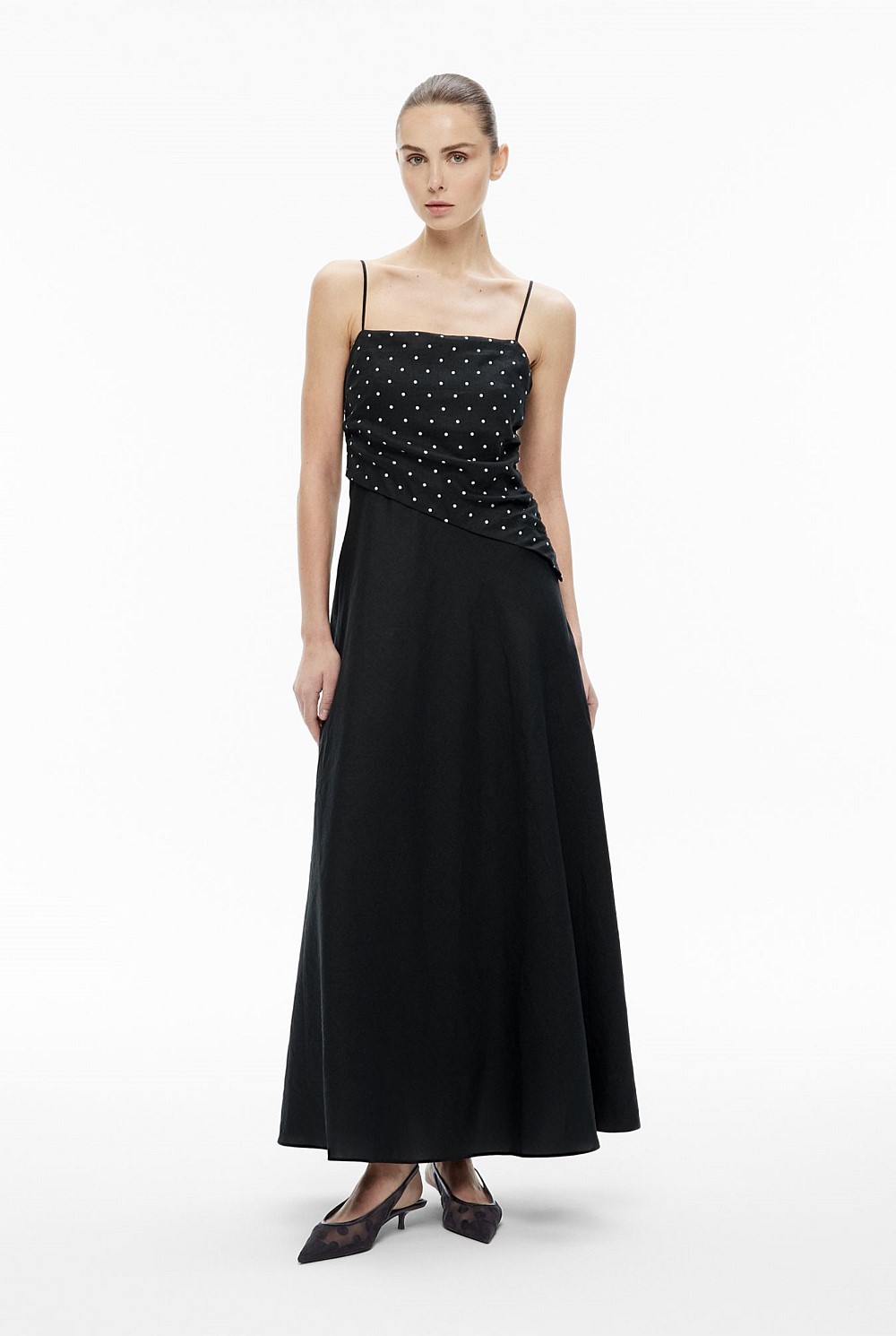 Spot Bodice Maxi Dress