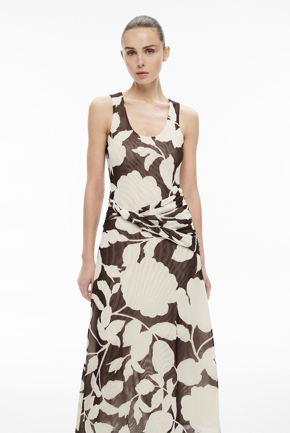 Twist Scoop Mesh Dress