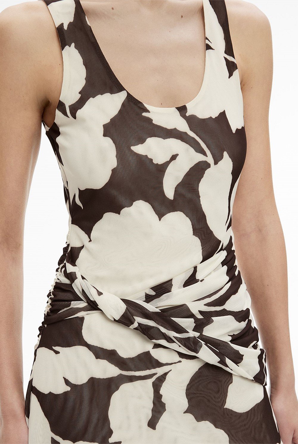 Twist Scoop Mesh Dress