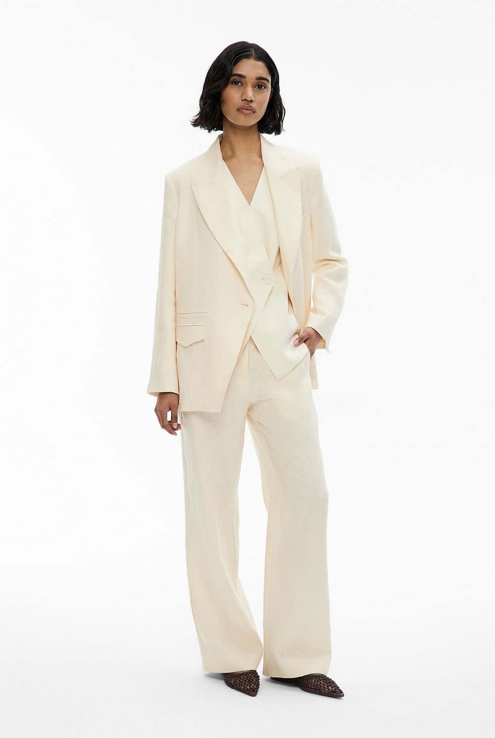 Overlap Button Blazer