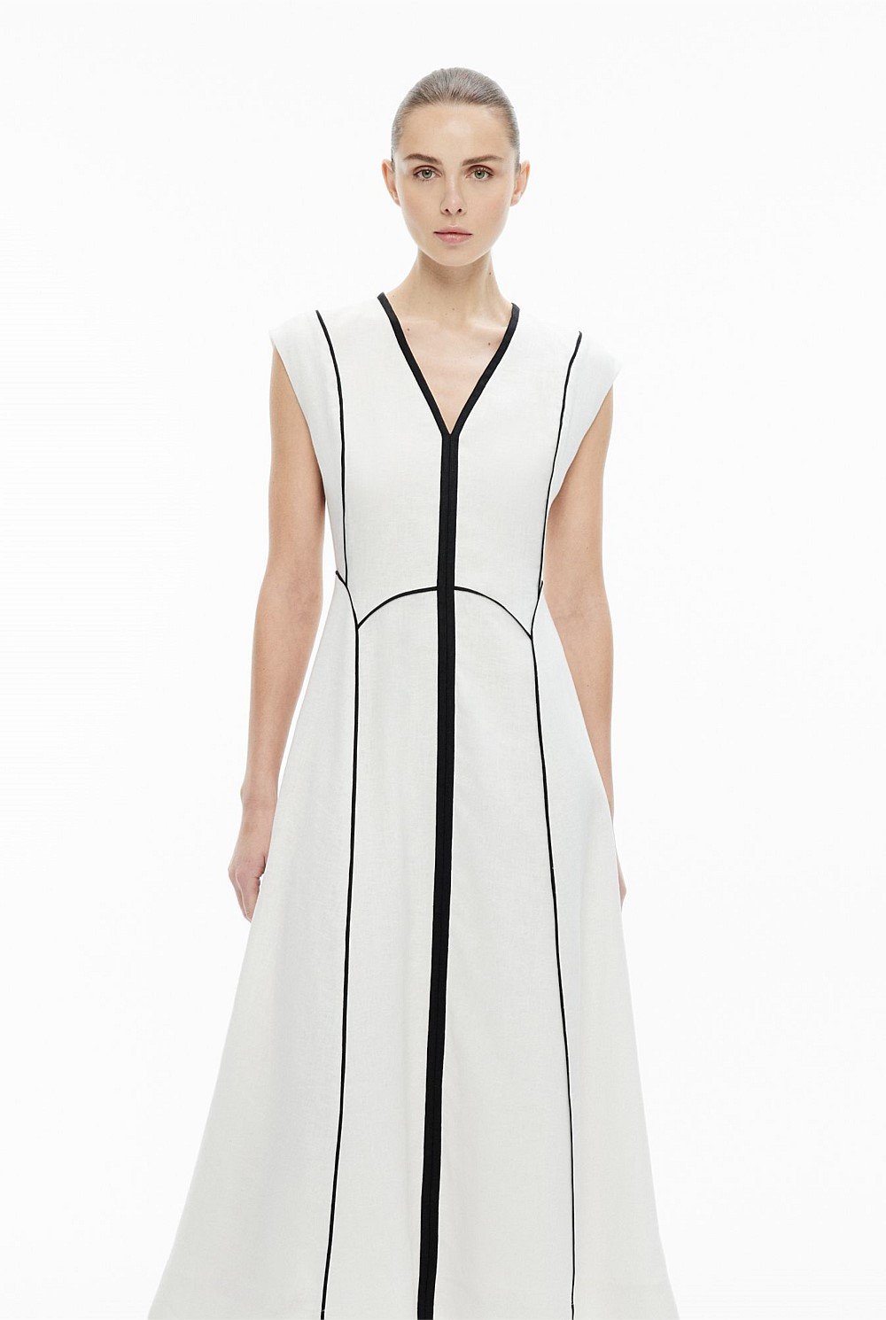 Piped Midi Dress