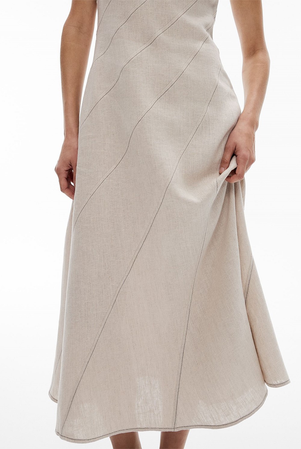 Asymmetric Seam Linen Dress
