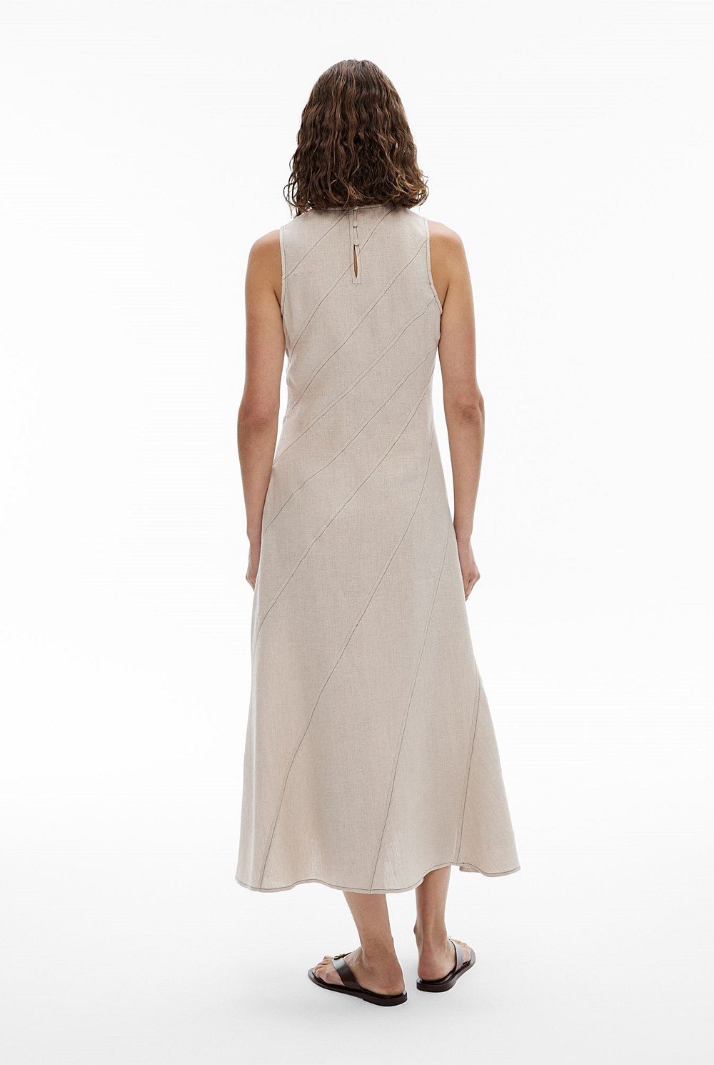 Asymmetric Seam Linen Dress