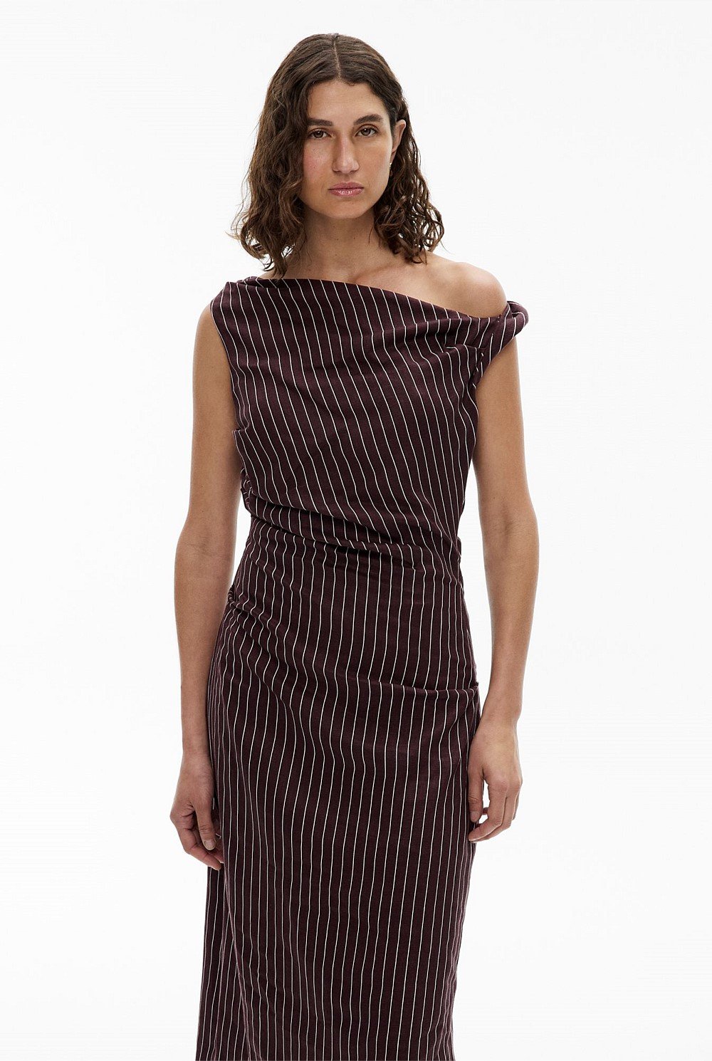 Twist Asymmetric Midi Dress