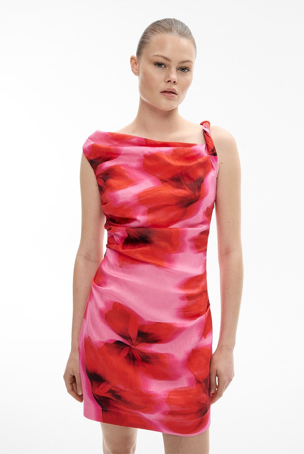 Twist Asymmetric Mini Dress