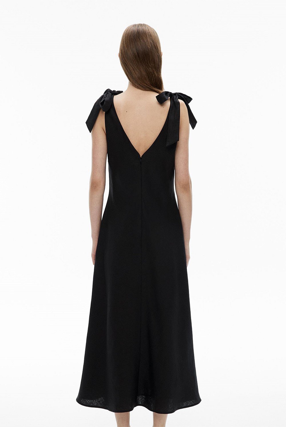 V-Neck Linen Midi Dress