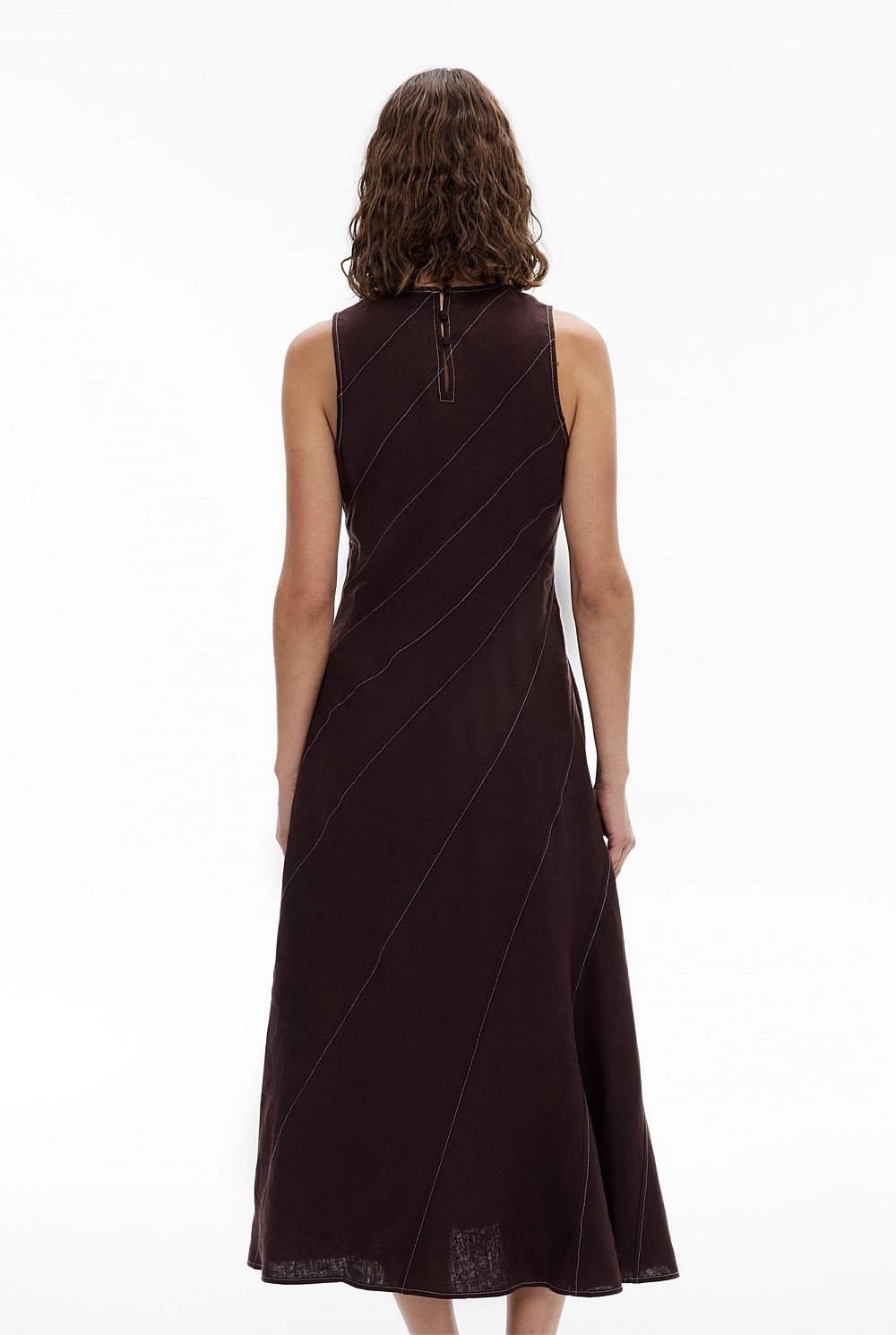 Asymmetric Seam Linen Dress