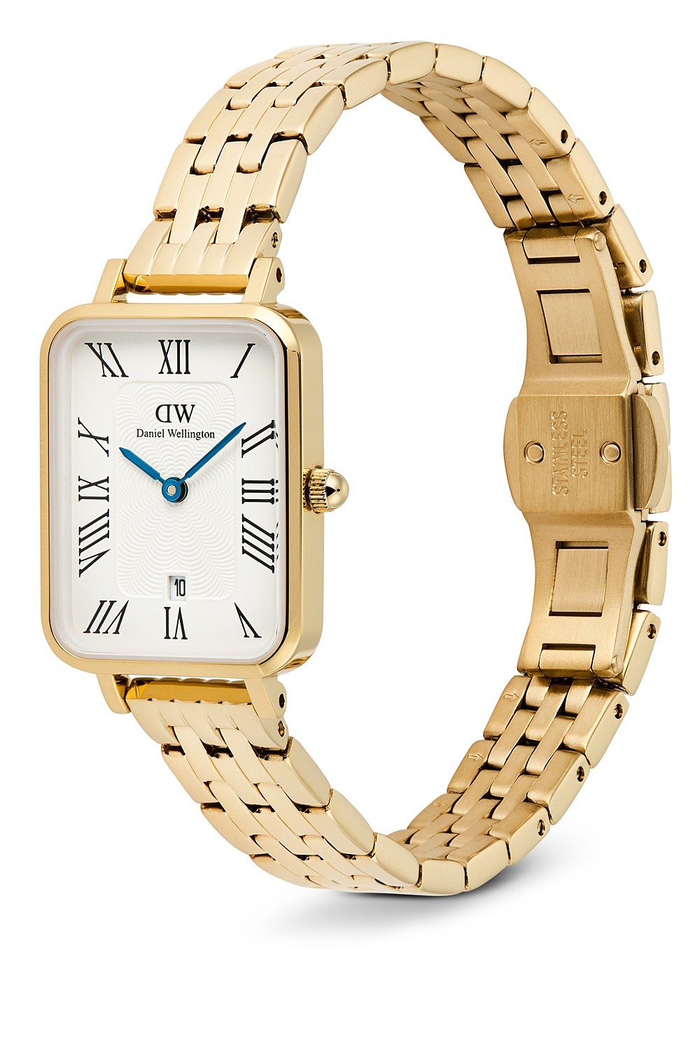 Quadro  Roman Numerals Date 5-link Gold