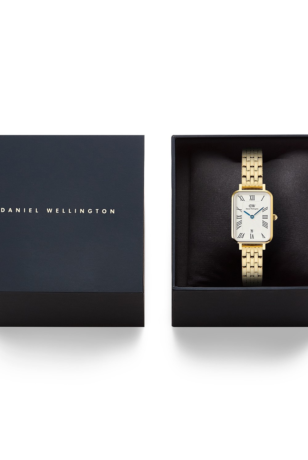 Quadro  Roman Numerals Date 5-link Gold