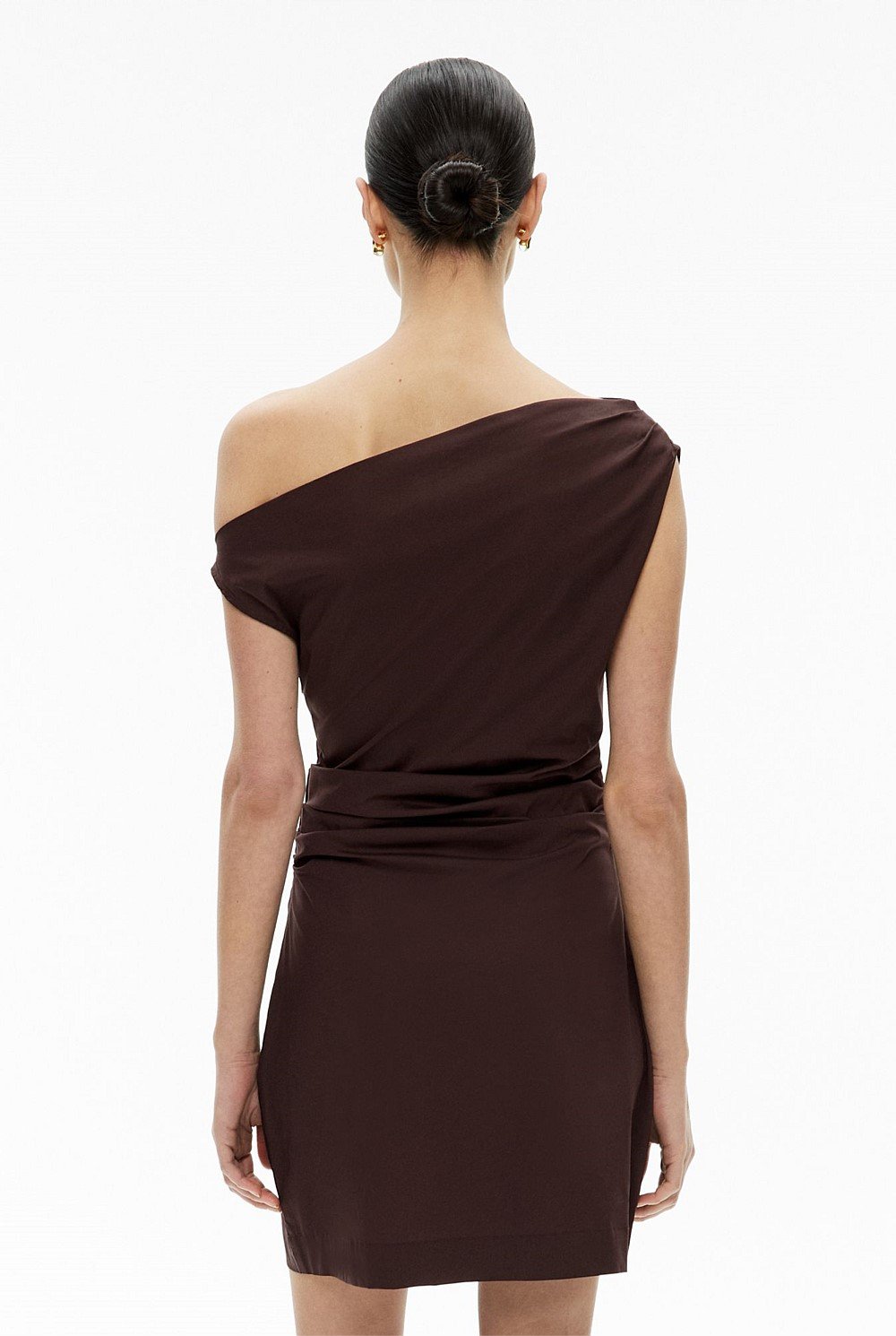 Asymmetric Shoulder Mini Dress