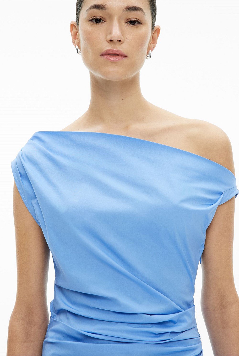 Asymmetric Shoulder Mini Dress