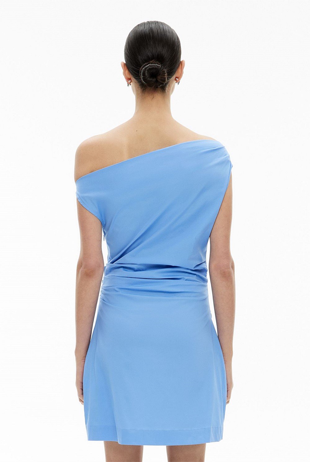 Asymmetric Shoulder Mini Dress