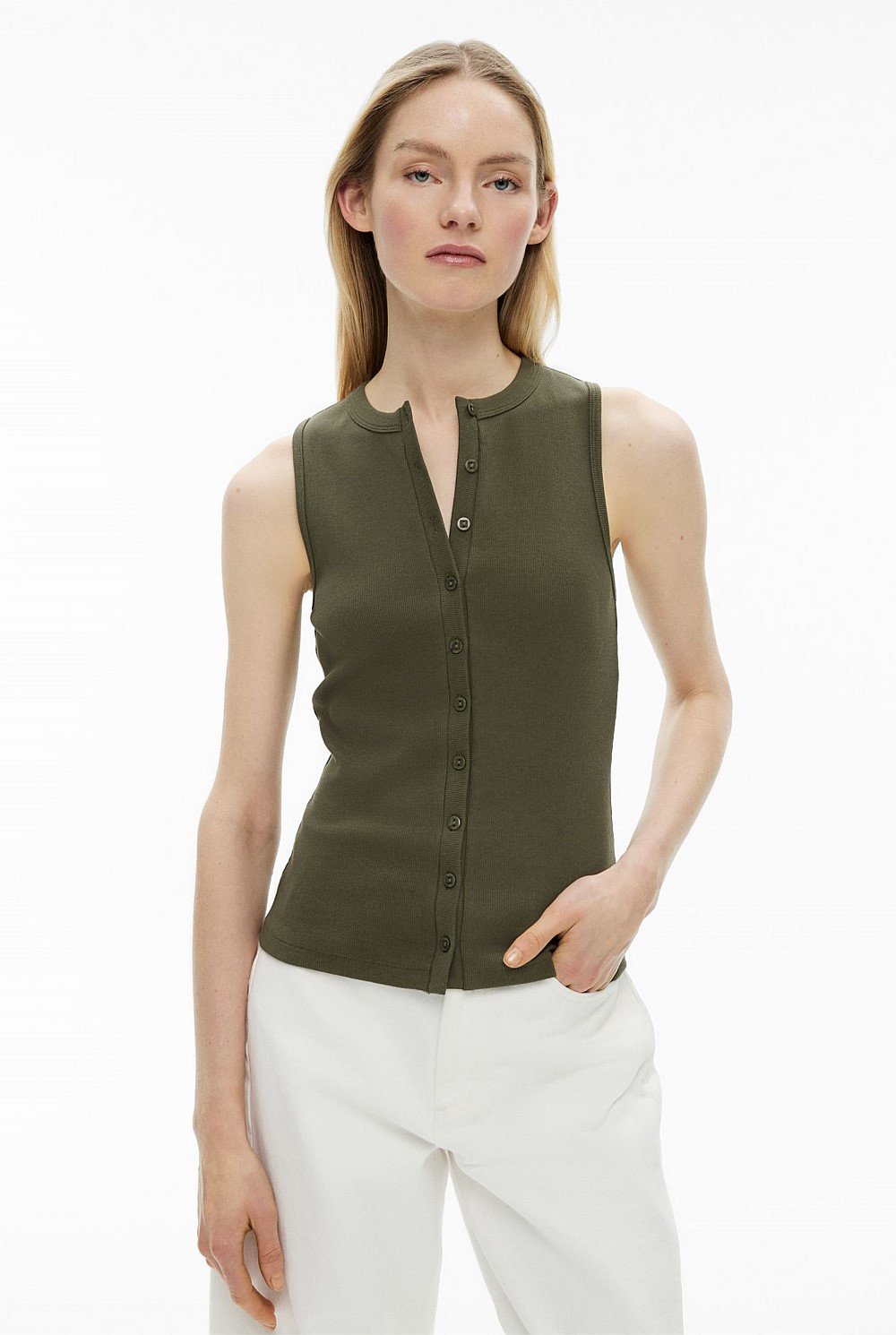 Button Longline Tank Top