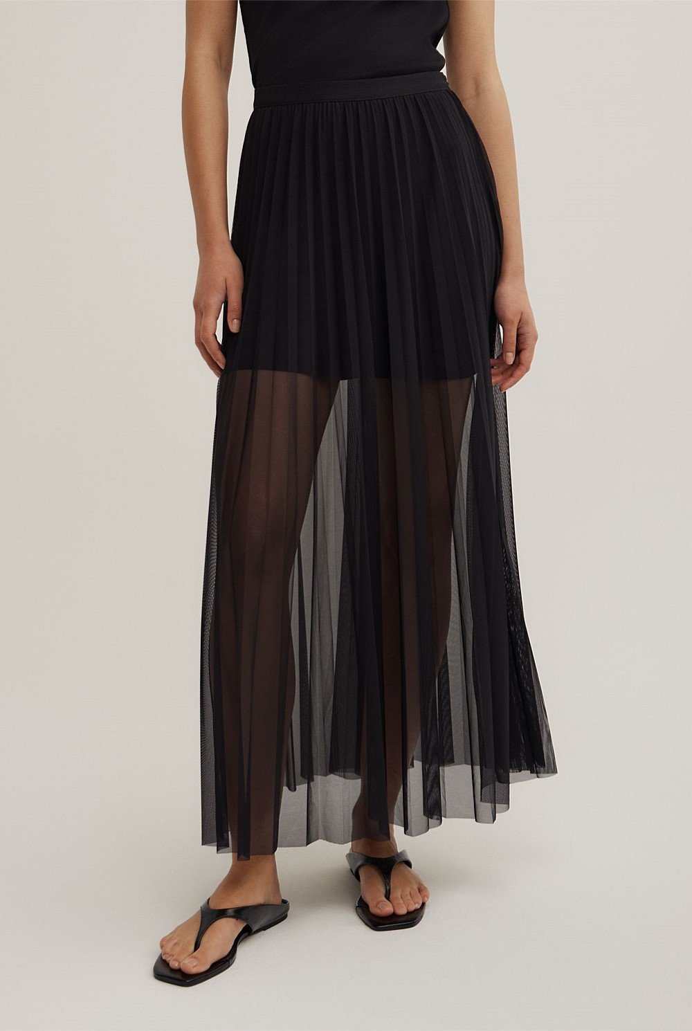 Pleated Mesh Skirt