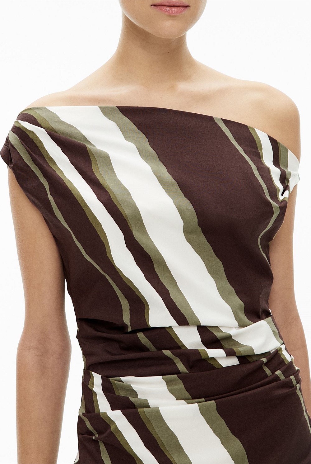 Asymmetric Shoulder Mini Dress