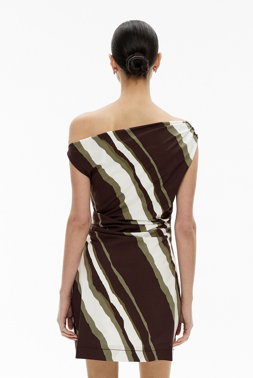 Asymmetric Shoulder Mini Dress