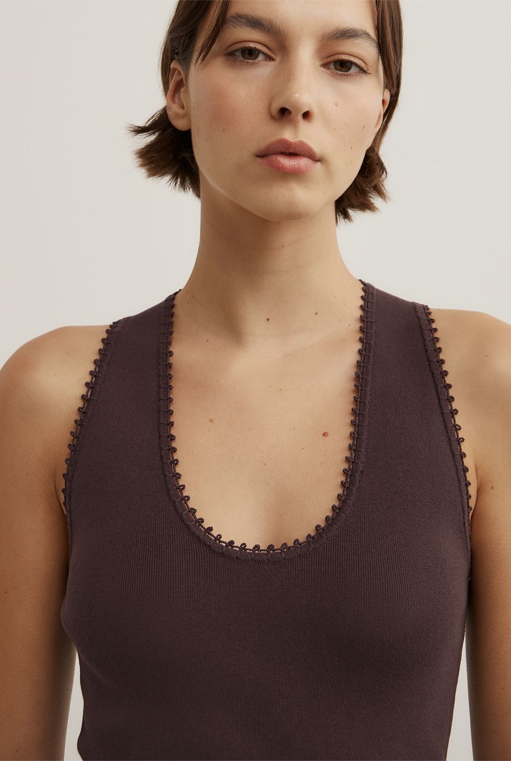 Crochet Detail Knit Tank Top