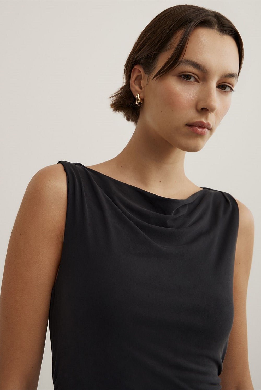 Draped Boat Neck Dress