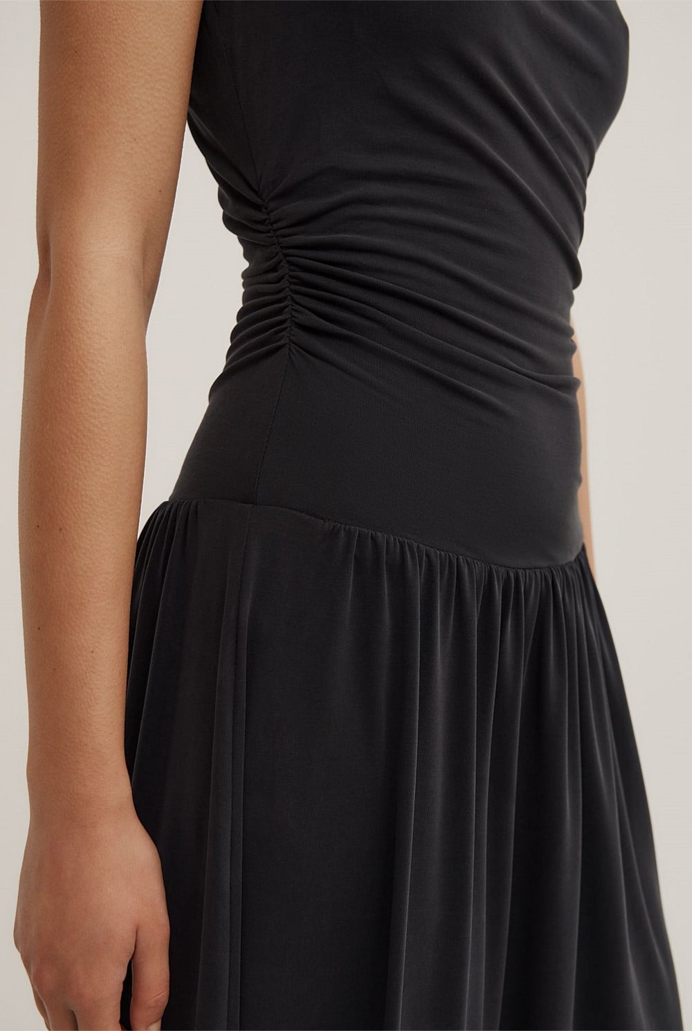 Draped Boat Neck Dress