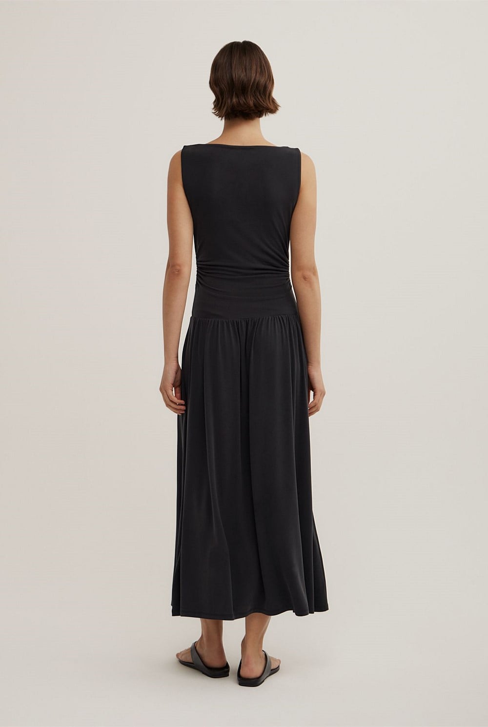 Draped Boat Neck Dress